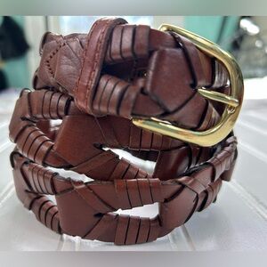 Leather Belt Braided Unisex Brown Gold Buckle Cowhide Made Argentina Size 40